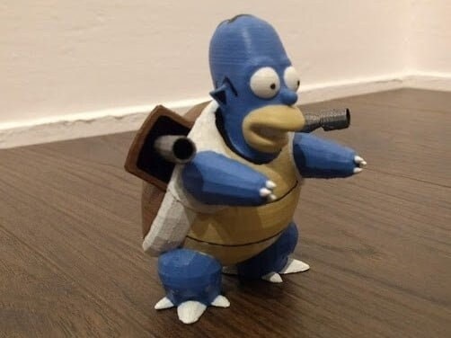 Homertoise Funny 3D Printed Blastoise Pokemon Simpsons Statue Figure Model Figurine Minature