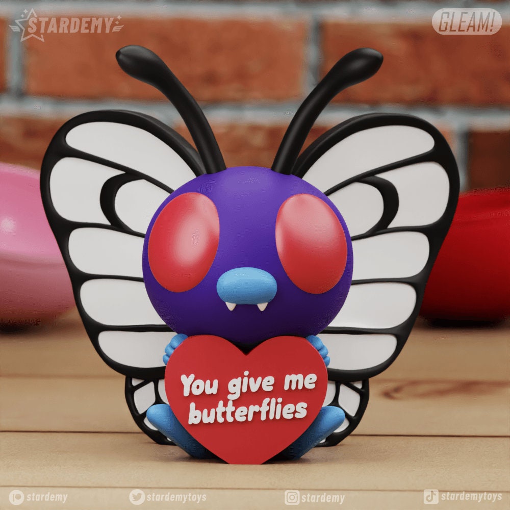 Butterfree Valentines Anniversary 3D Printed Pokemon Love Heart Couples Anniversary Statue Figure