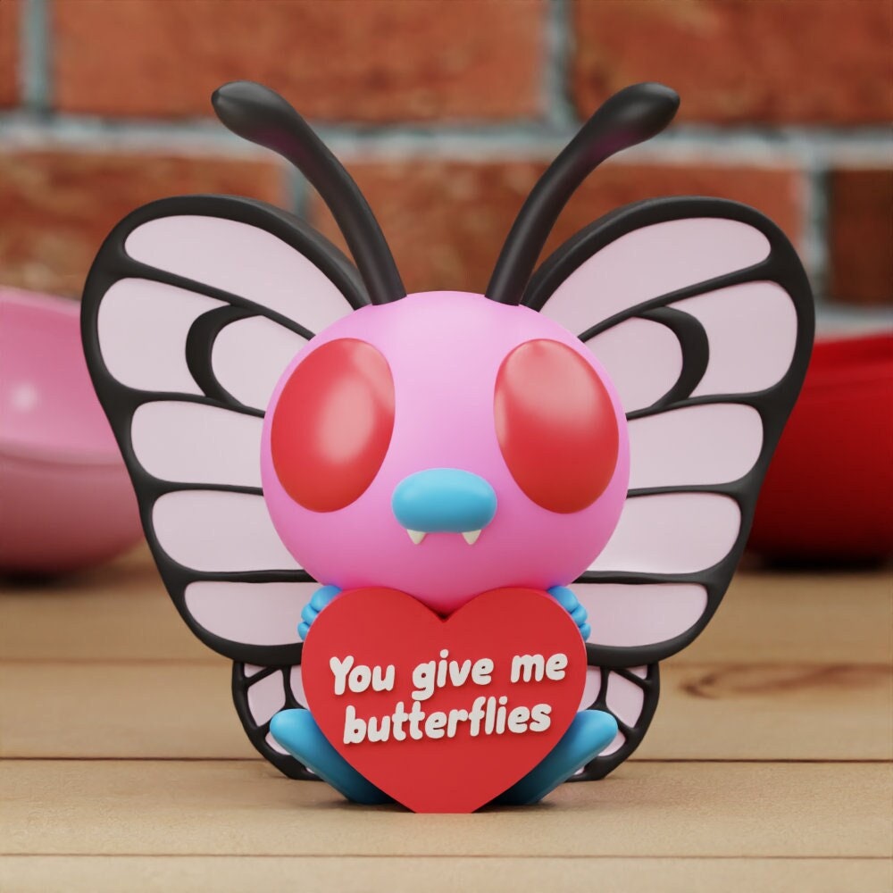 Butterfree Valentines Anniversary 3D Printed Pokemon Love Heart Couples Anniversary Statue Figure