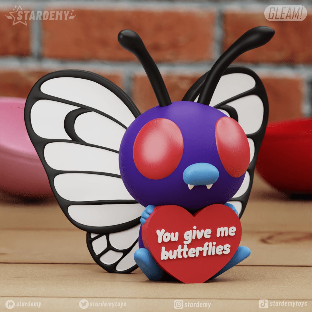 Butterfree Valentines Anniversary 3D Printed Pokemon Love Heart Couples Anniversary Statue Figure