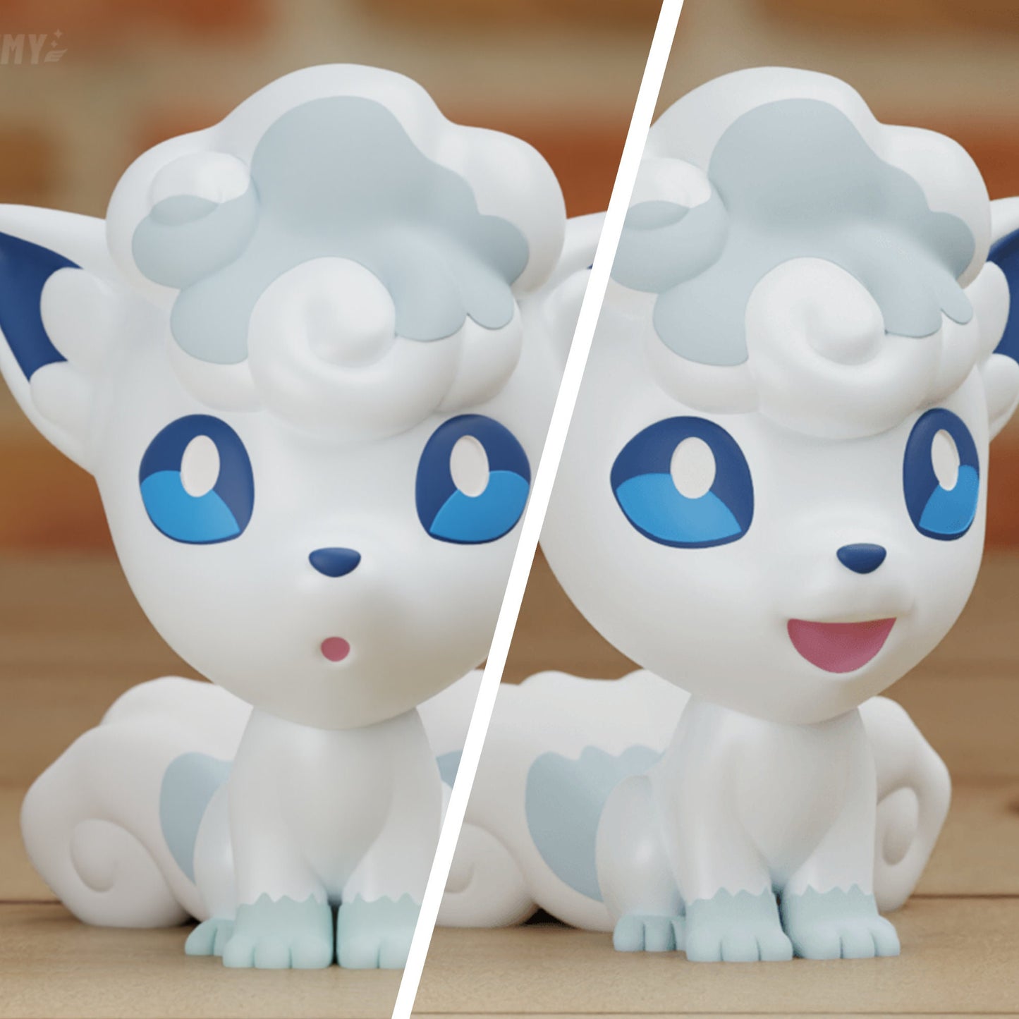 Cute Chibi Alola Vulpix 3D Printed Pokemon Statue Figure Model Desk Decoration Decor Geek