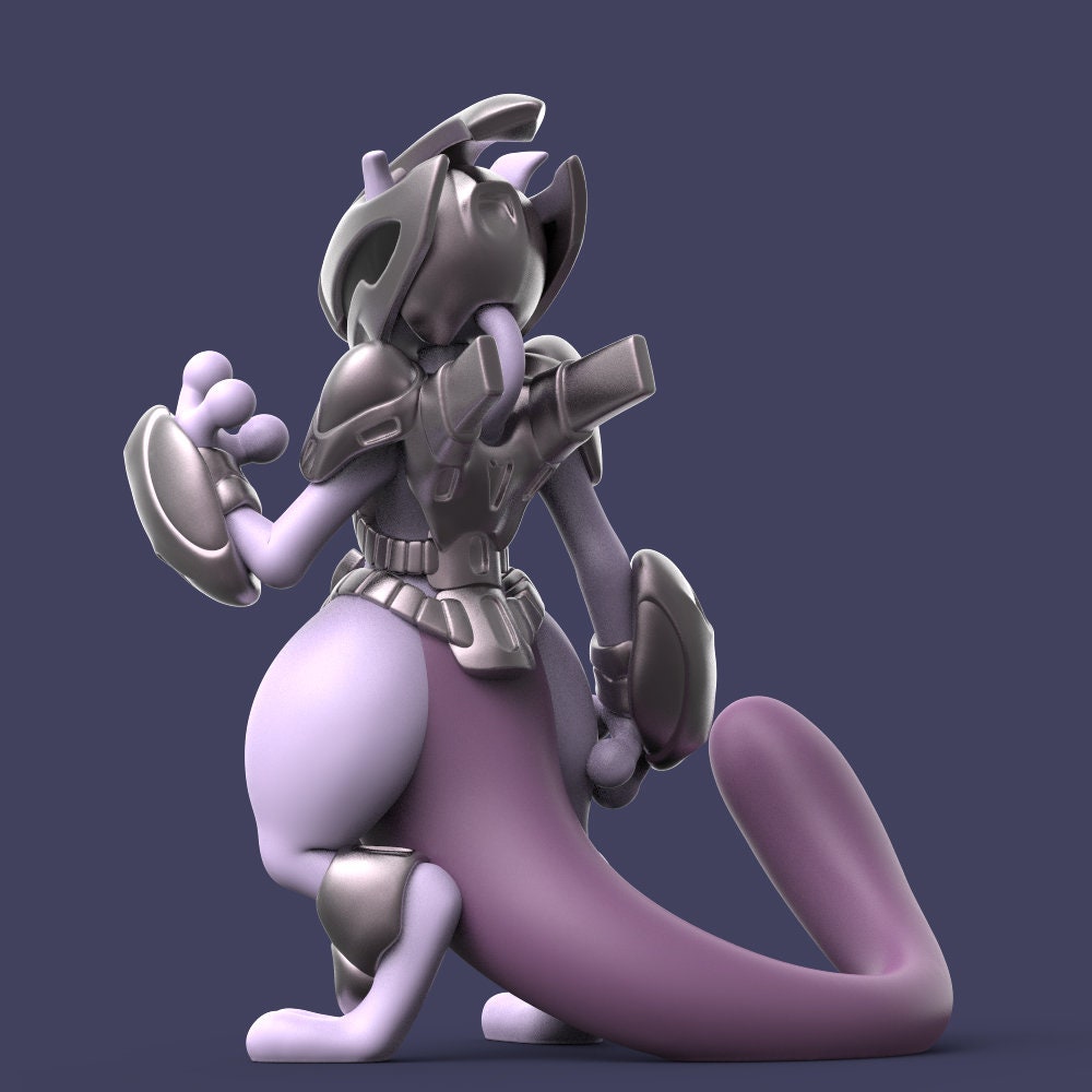 Armored Mewtwo - Paint Yourself - 3D Printed First Pokemon Movie Statue Figurine Figure Model