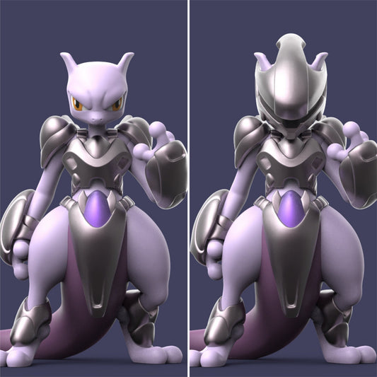 Armored Mewtwo - Paint Yourself - 3D Printed First Pokemon Movie Statue Figurine Figure Model