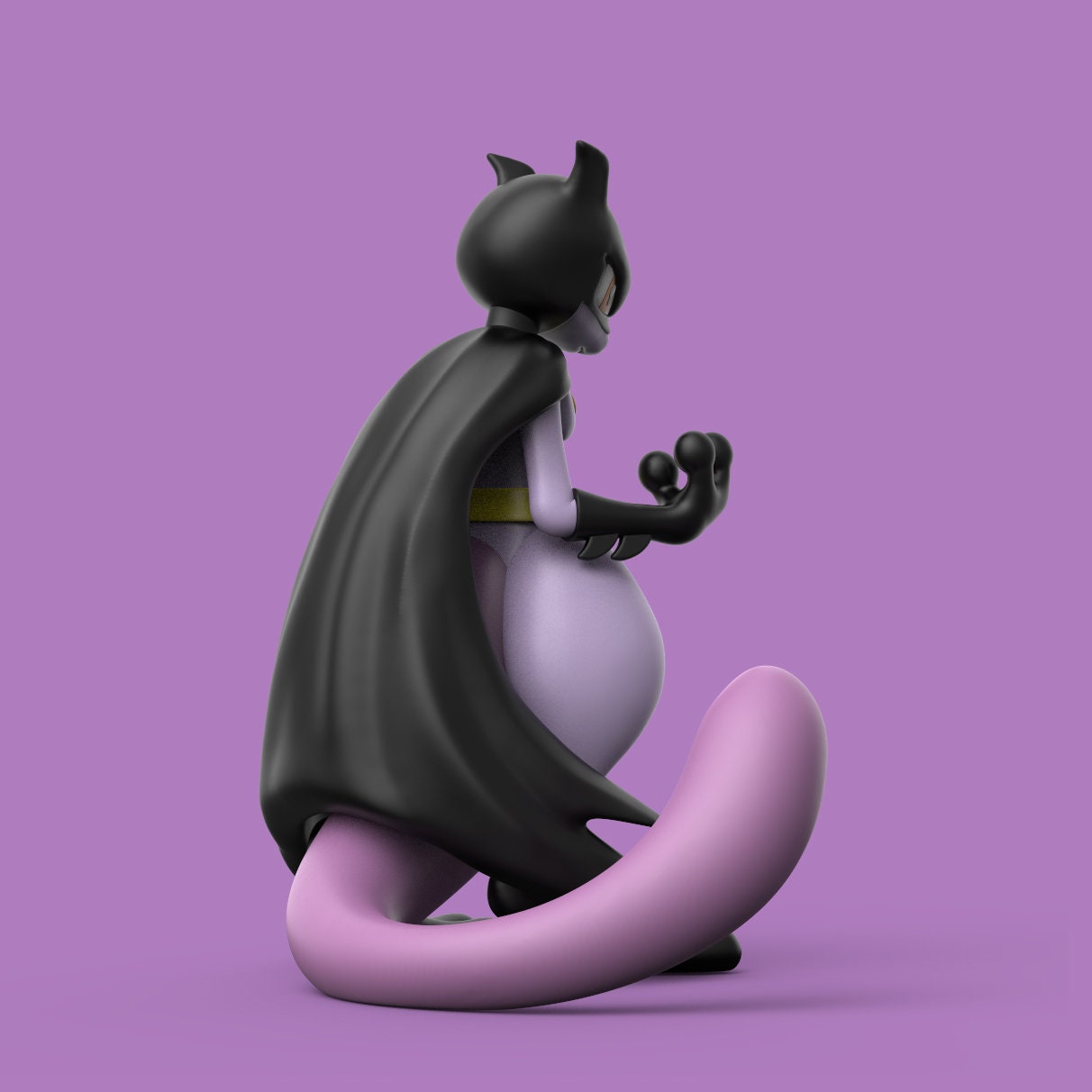 Batman Mewtwo - Paint Yourself - 3D Printed Pokemon DC Comics Statue Figurine Figure Model