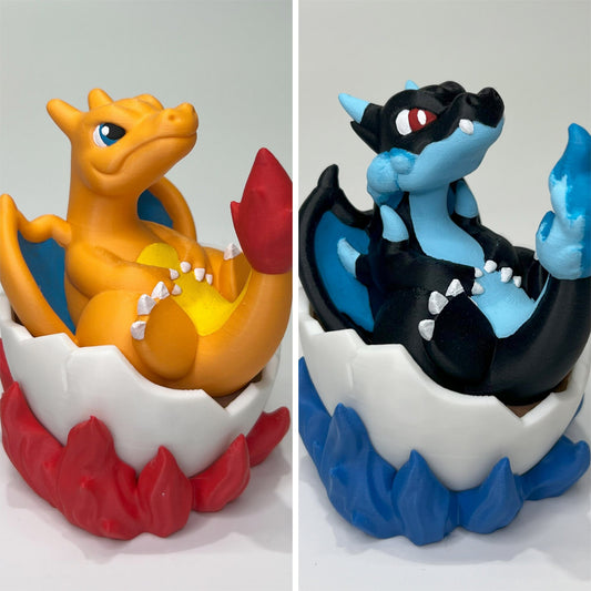 Baby Mega Charizard X Y Egg Pokemon 3D Printed Figures Sculpture Statue Easter Figurine Miniature