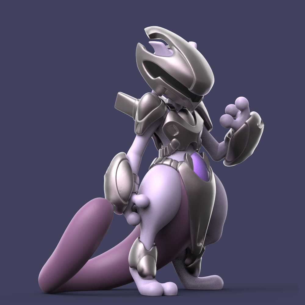 Armored Mewtwo - Paint Yourself - 3D Printed First Pokemon Movie Statue Figurine Figure Model