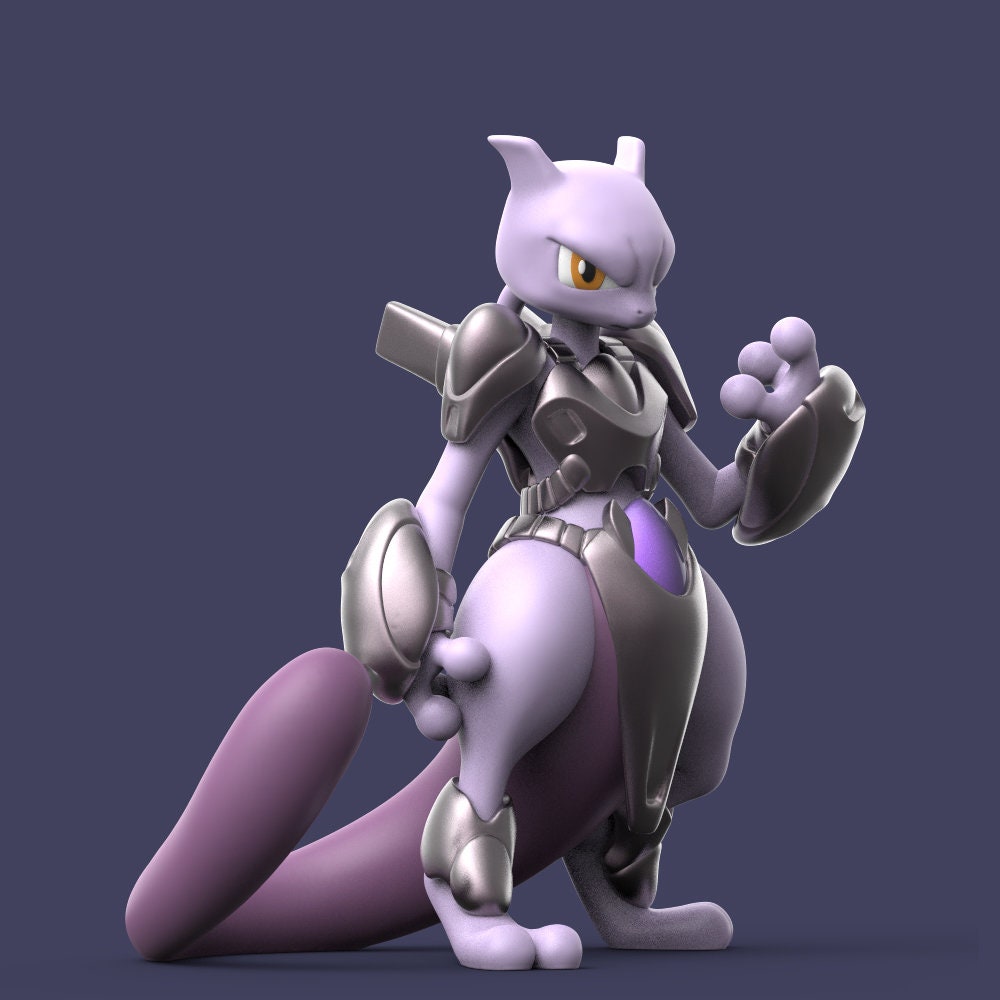 Armored Mewtwo - Paint Yourself - 3D Printed First Pokemon Movie Statue Figurine Figure Model