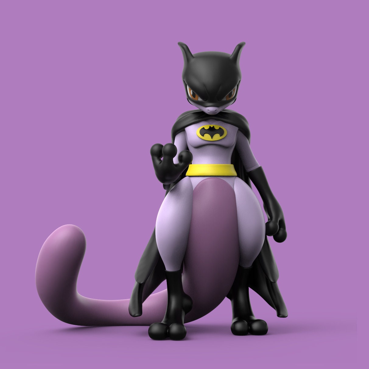 Batman Mewtwo - Paint Yourself - 3D Printed Pokemon DC Comics Statue Figurine Figure Model