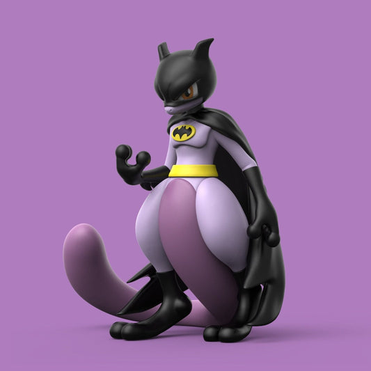 Batman Mewtwo - Paint Yourself - 3D Printed Pokemon DC Comics Statue Figurine Figure Model