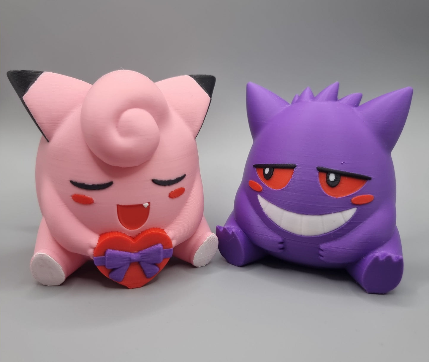 Gengar & Clefairy Couples His and Hers 3D Printed Pokemon Love Heart Valentines Anniversary Gift