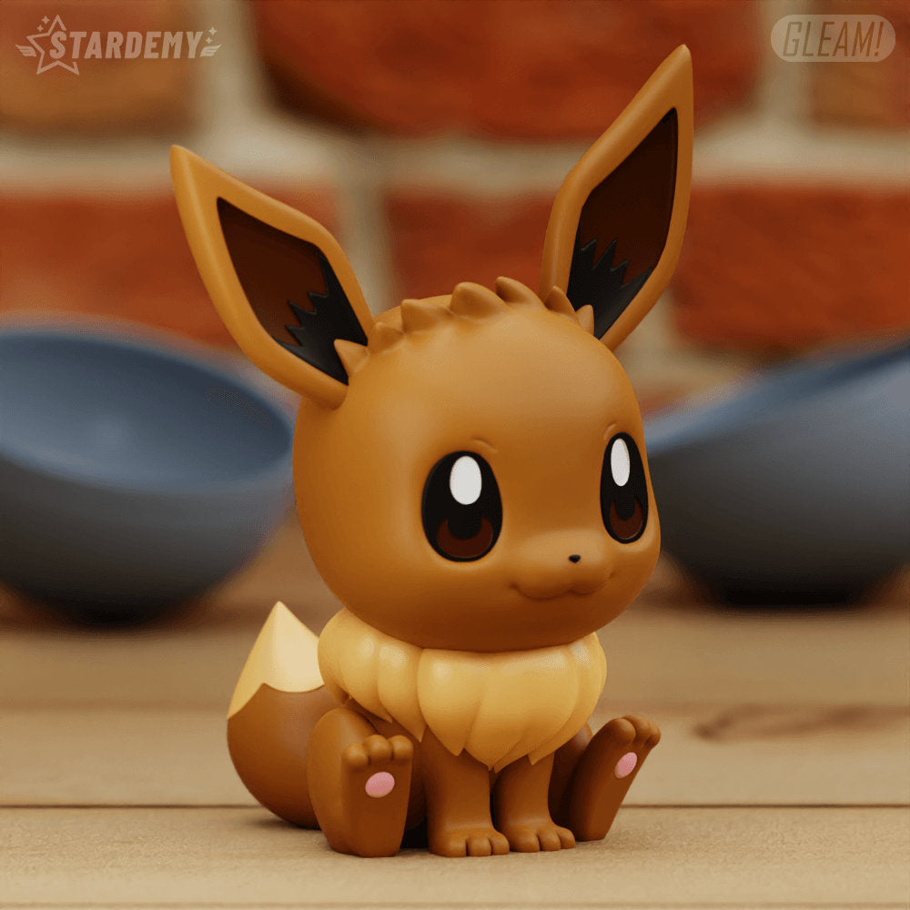 Eevee Chibi Pokemon Statue Figure - Paint Your Own - 3D Printed Desk Decoration Model Figurine