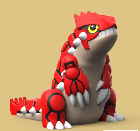 Chibi Groudon Desk Decoration Colour 3D Printed Pokemon Statue Figure Model Miniature Figurine