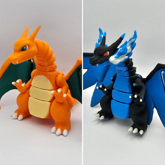 Articulated Mega Charizard X Stress Fidget Toy Pokemon 3D Printed Flexi Figure ADHD Desk