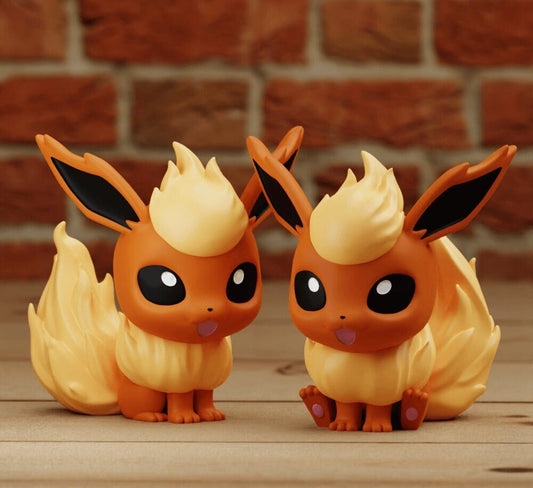 Flareon Chibi Pokemon Statue Figure - Paint Your Own - 3D Printed Desk Decoration Model Figurine