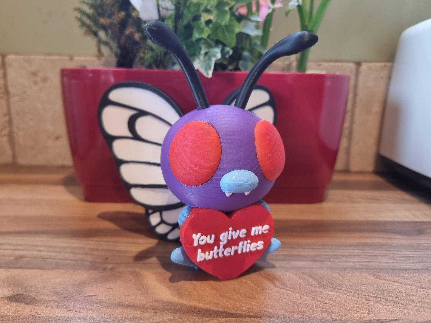 Butterfree Valentines Anniversary 3D Printed Pokemon Love Heart Couples Anniversary Statue Figure