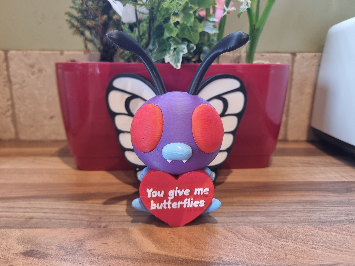 Butterfree Valentines Anniversary 3D Printed Pokemon Love Heart Couples Anniversary Statue Figure