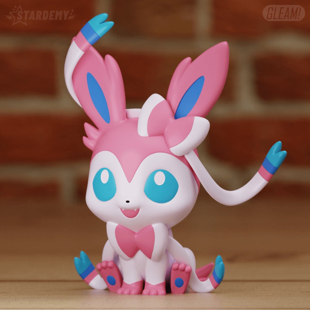 Chibi Sylveon Shiny Pokemon Statue Figure Colour 3D Printed Desk Decoration Model Decor Figurine