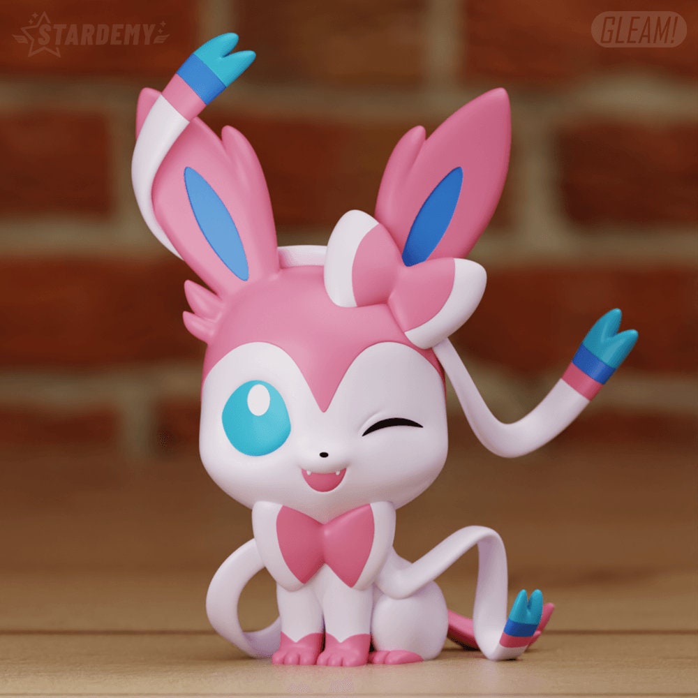 Chibi Sylveon Shiny Pokemon Statue Figure Colour 3D Printed Desk Decoration Model Decor Figurine