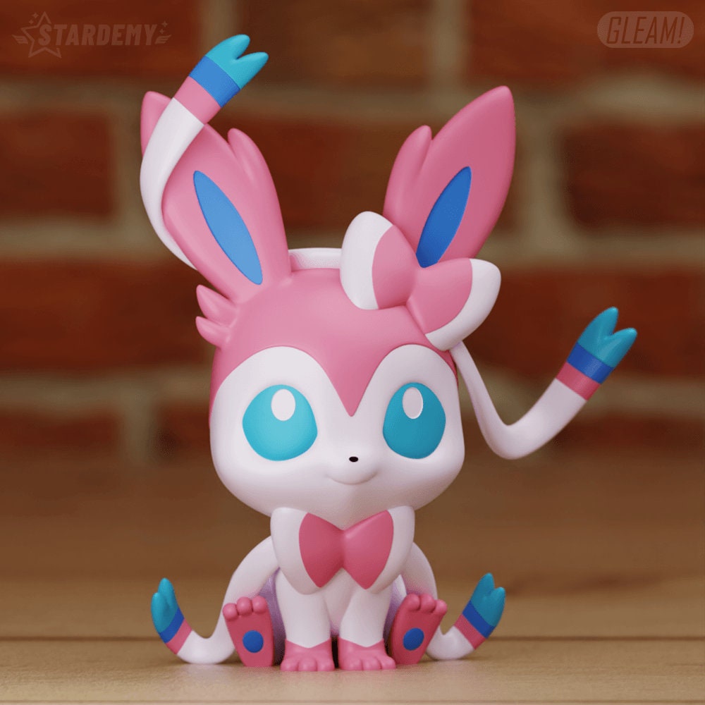 Chibi Sylveon Shiny Pokemon Statue Figure Colour 3D Printed Desk Decoration Model Decor Figurine