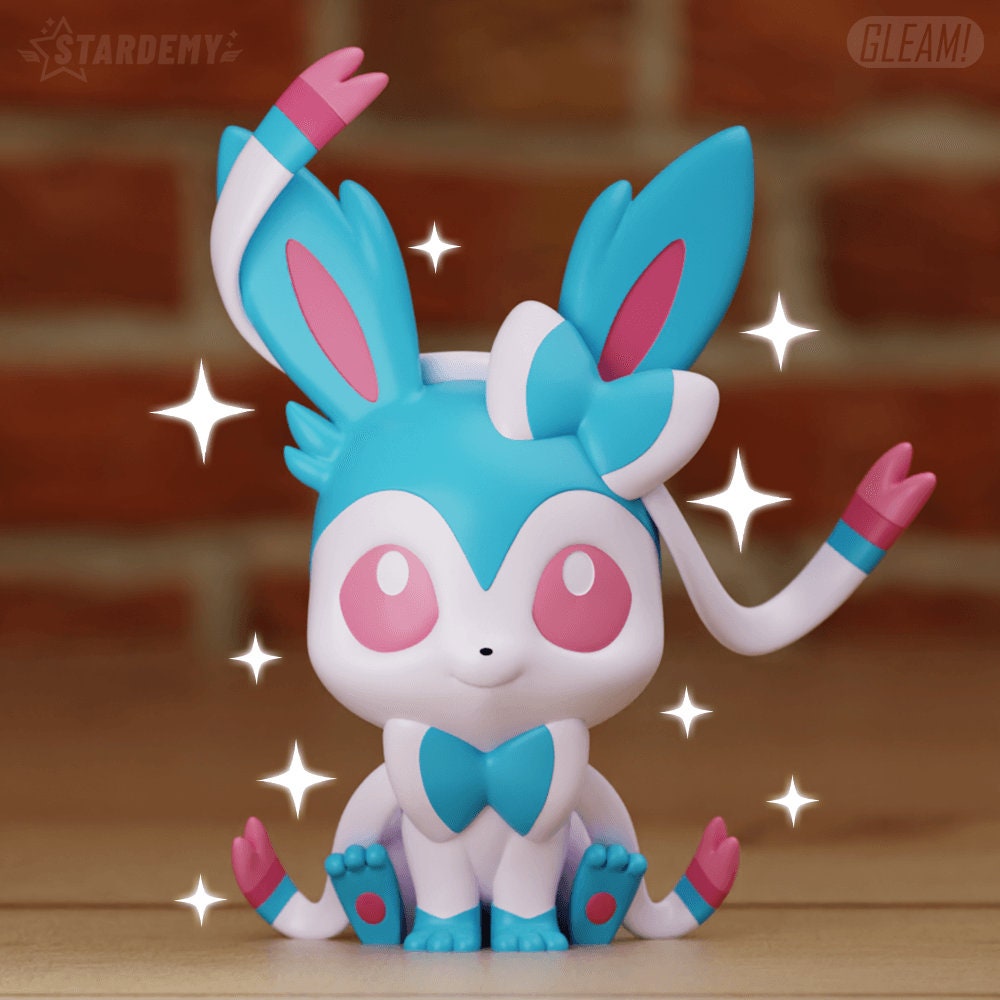 Chibi Sylveon Shiny Pokemon Statue Figure Colour 3D Printed Desk Decoration Model Decor Figurine