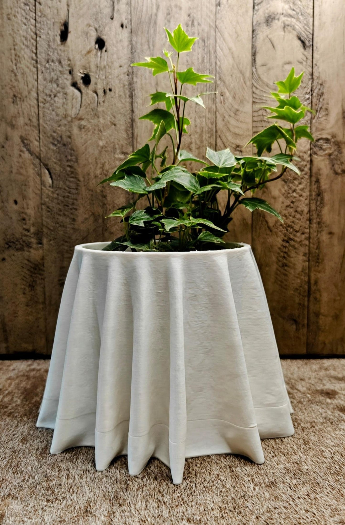 Cloth Effect Planter with Hidden Drip Tray | Modern Tabletop Plant Pot | 3D Printed Decorative Planter