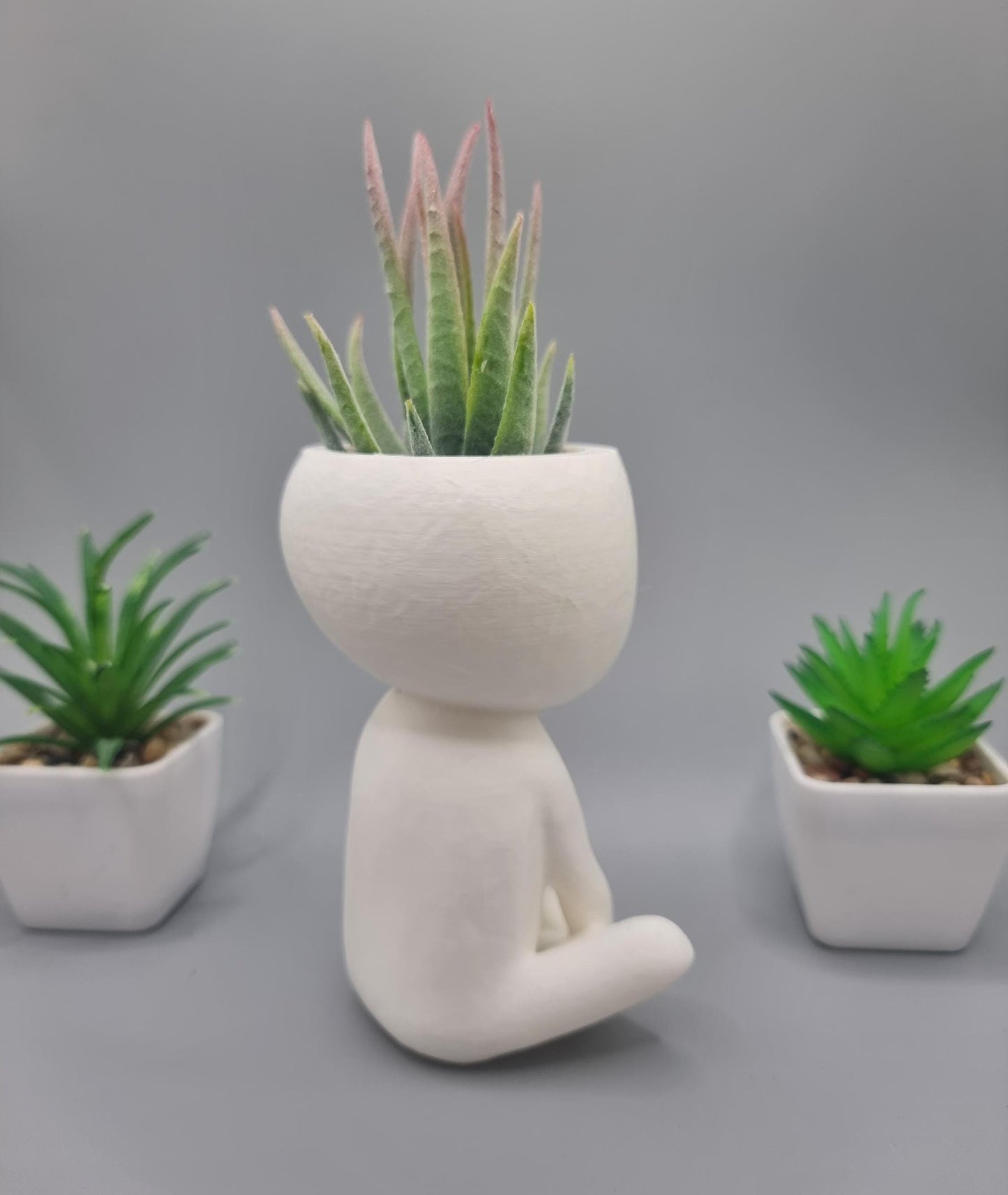 Sitting Kodama Planter with Crossed Legs - Cute Succulent Pot, Desk Tidy, Fanart - 4 Sizes, Drainage Hole, Gift for Plant Lovers