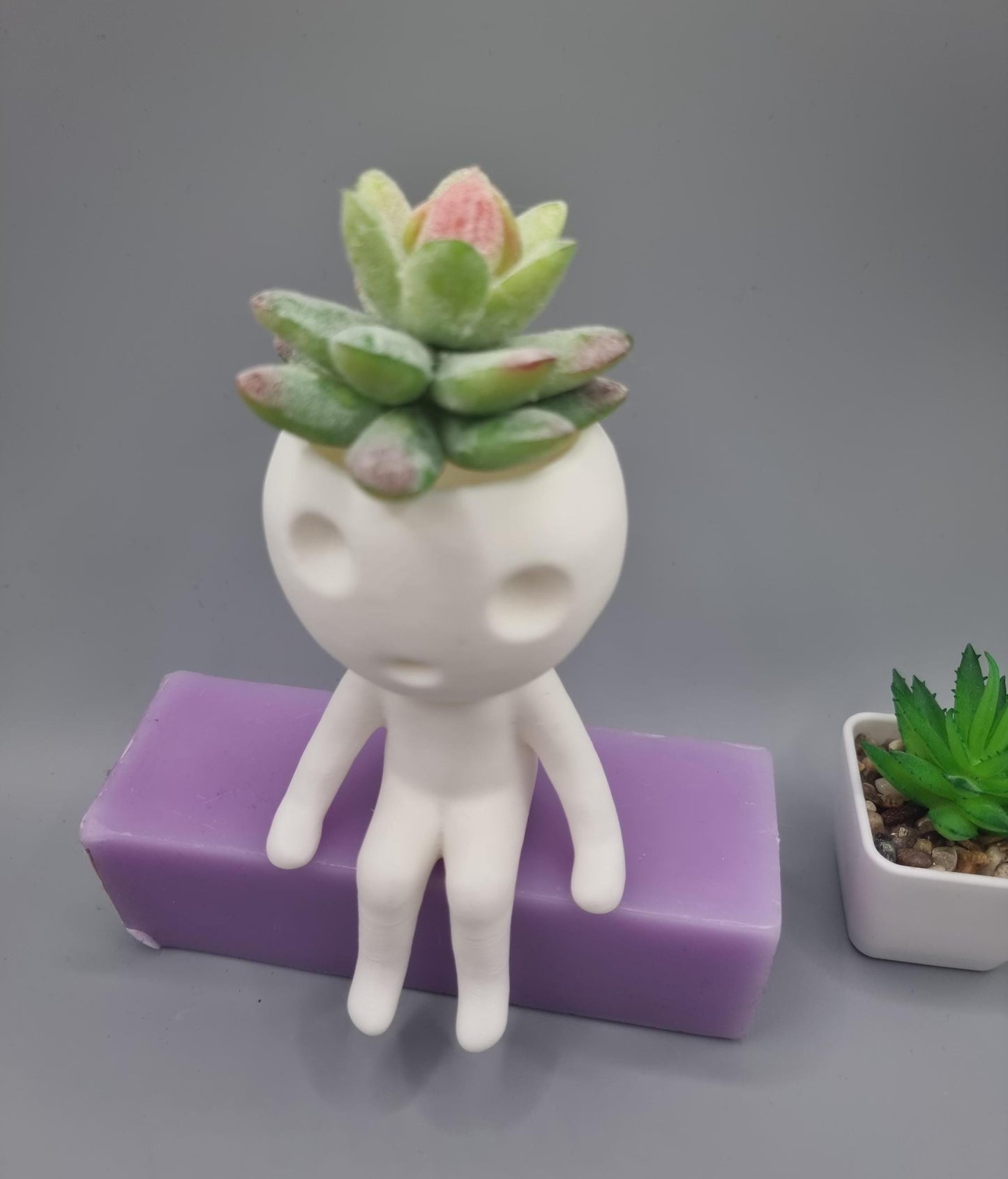 Kodama Sitting on a Ledge Planter - Studio Ghibli Inspired - Princess Mononoke - Planters for Succulents - Tree Spirit - Indoor Plant Pot