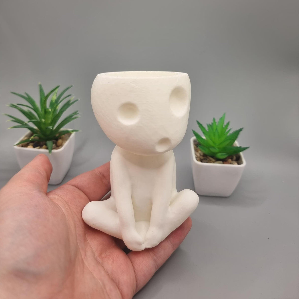 Sitting Kodama Planter with Crossed Legs - Cute Succulent Pot, Desk Tidy, Fanart - 4 Sizes, Drainage Hole, Gift for Plant Lovers