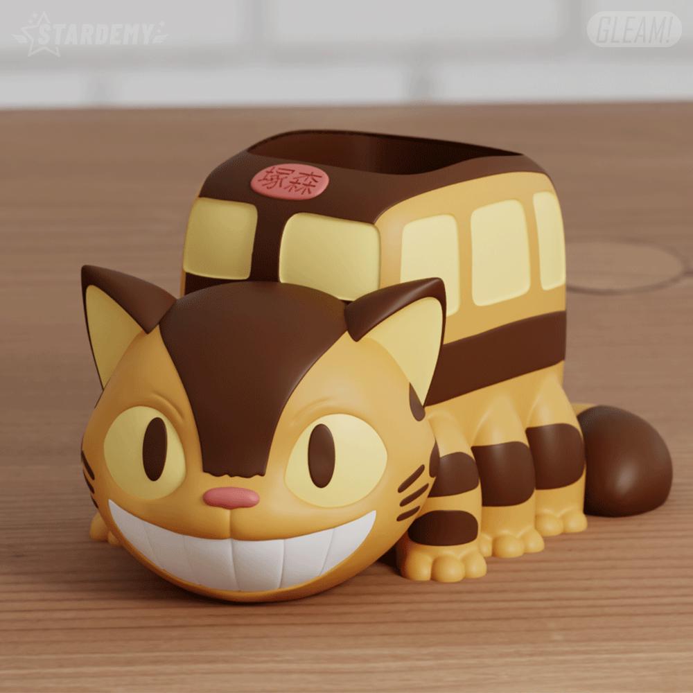 Catbus Planter & Pen Holder | Studio Ghibli Pot | 3D Printed | 4 Sizes | Painted or DIY | Totoro Gift | Cute Anime Desk Decor
