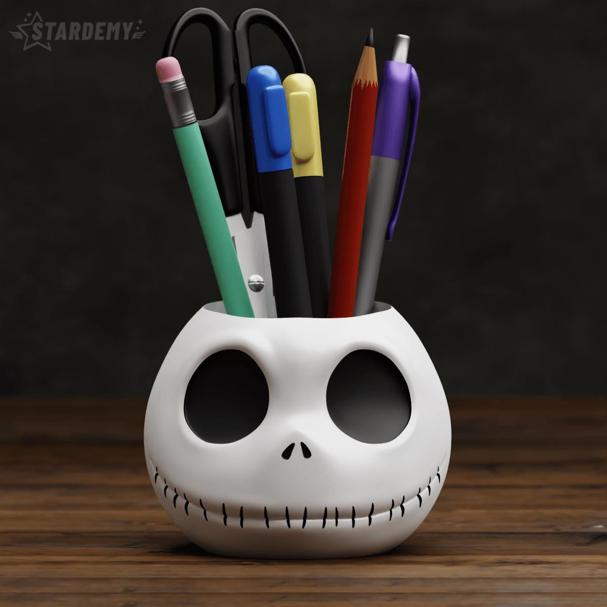 Jack Skellington Planter Pot | 3D Printed Flower Pot & Pen Holder | Multiple Sizes and Expressions | Gothic Desk Decor Gift for Fans
