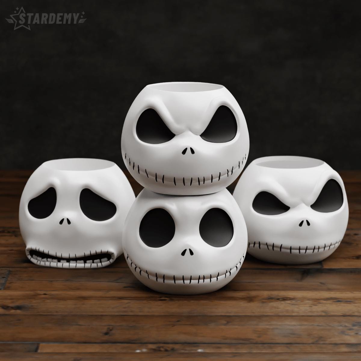 Jack Skellington Planter Pot | 3D Printed Flower Pot & Pen Holder | Multiple Sizes and Expressions | Gothic Desk Decor Gift for Fans