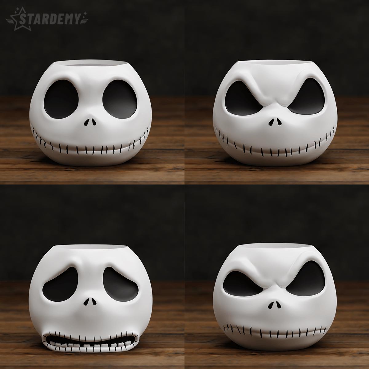 Jack Skellington Planter Pot | 3D Printed Flower Pot & Pen Holder | Multiple Sizes and Expressions | Gothic Desk Decor Gift for Fans