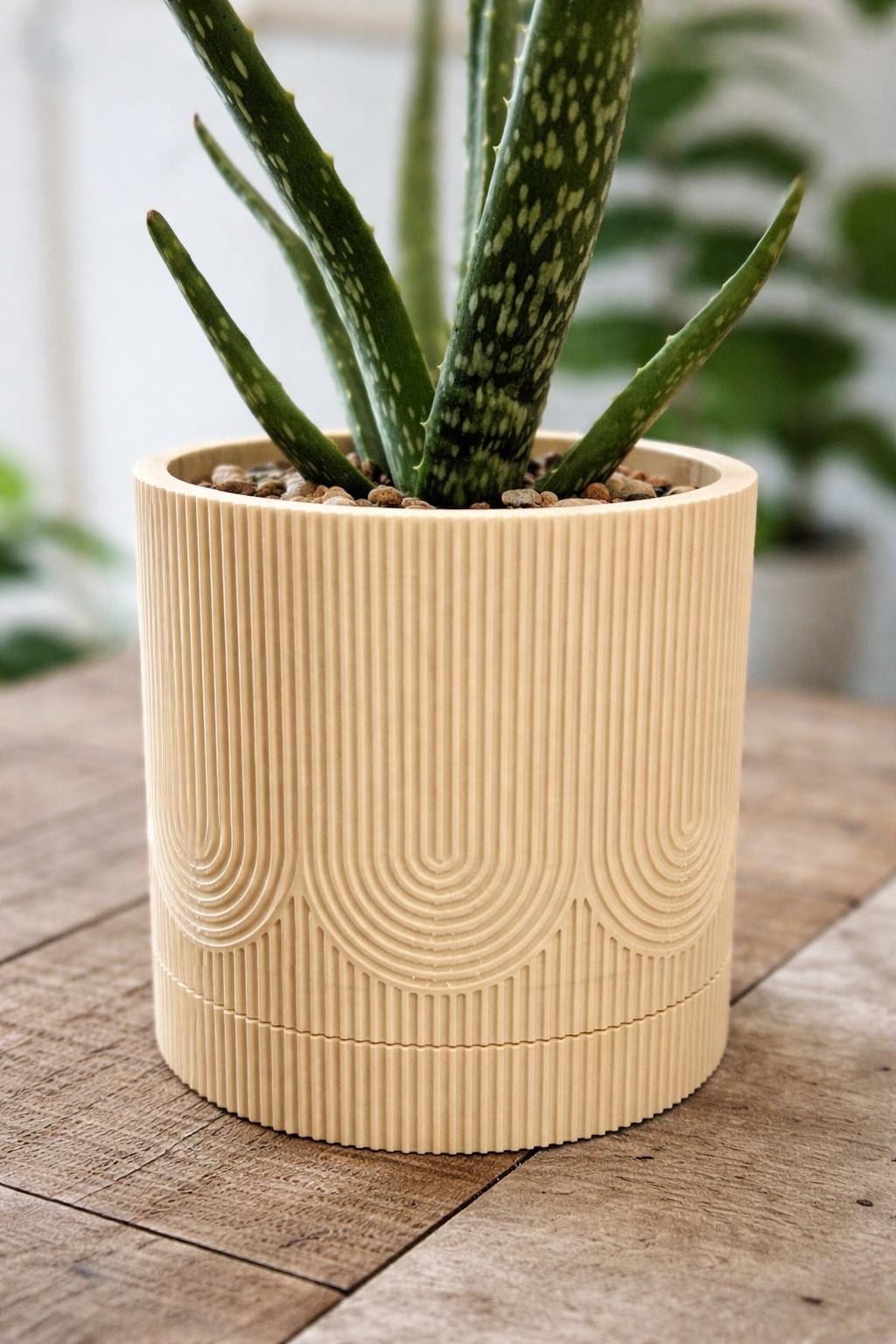 Boho Planter with Hidden Drip Tray, Modern Textured Plant Pot, Indoor Plant Pot for Houseplants, 3D Printed Planter