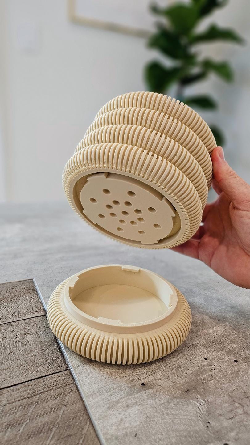 Coins Planter with Hidden Drip Tray | Modern Ribbed Plant Pot | 3D Printed Indoor Planter