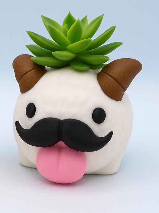 Poro Plant Pot – Arcane & League of Legends Inspired Flower Succulent Planter, 3D Printed Pen Holder Desk Tidy – With/Without Moustache