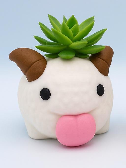 Poro Plant Pot – Arcane & League of Legends Inspired Flower Succulent Planter, 3D Printed Pen Holder Desk Tidy – With/Without Moustache