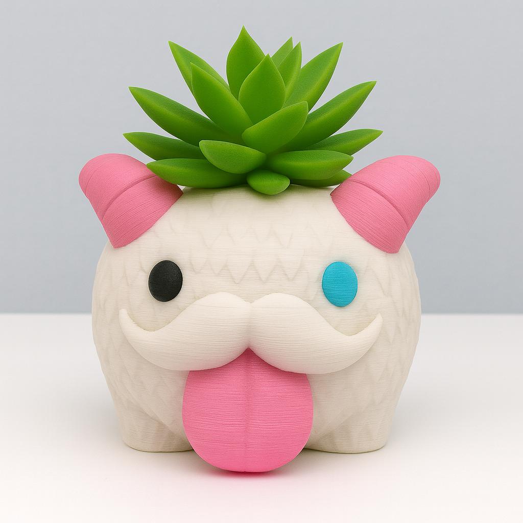 Poro Plant Pot – Arcane & League of Legends Inspired Flower Succulent Planter, 3D Printed Pen Holder Desk Tidy – With/Without Moustache