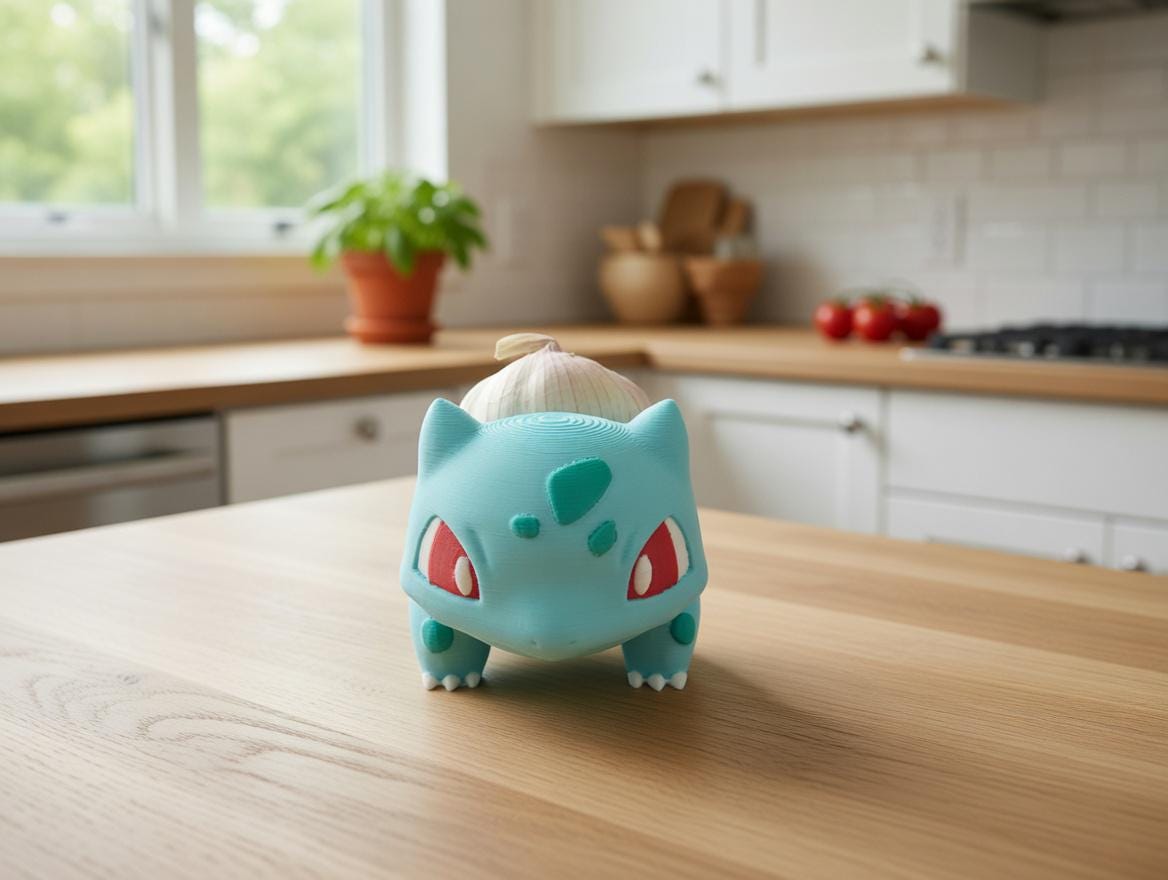 Bulb-a-Garlic Holder - Cute Kitchen Decor - 3D Printed Garlic Storage - 10cm