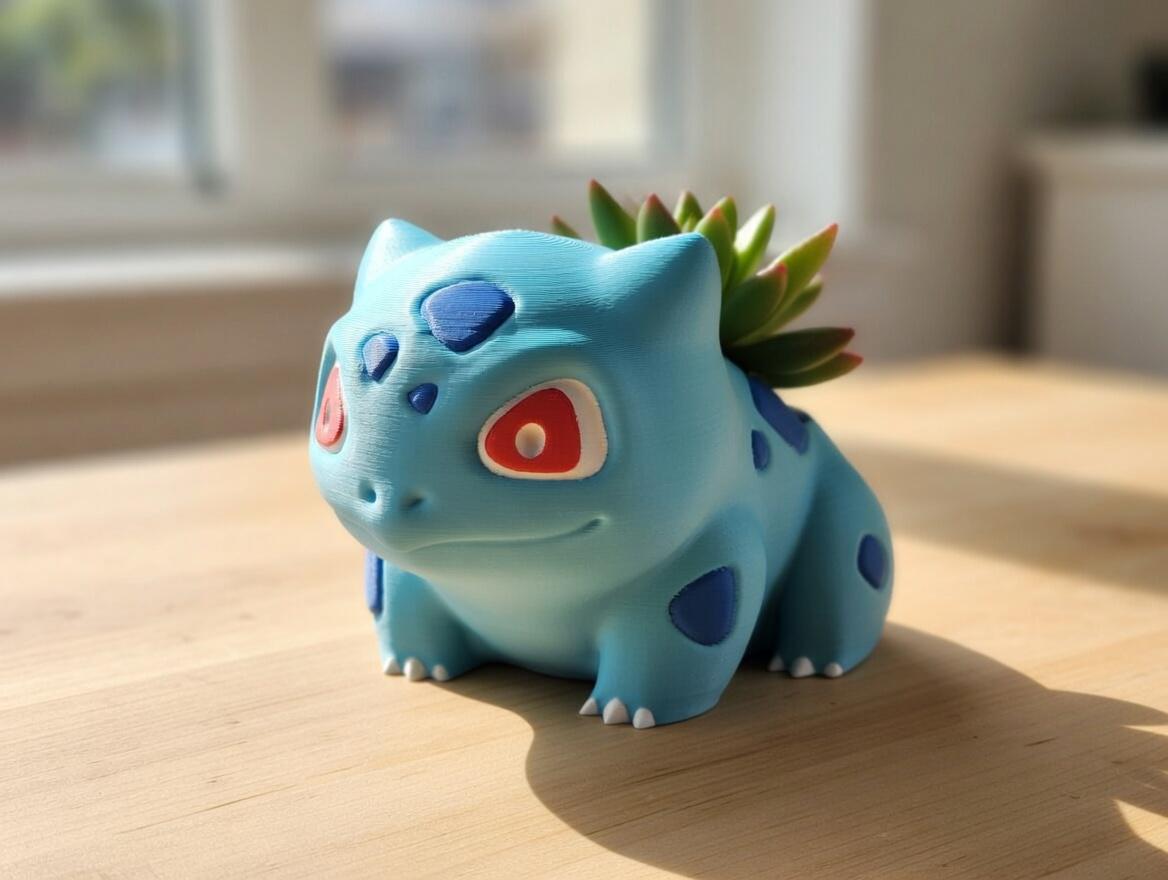 Bulbasaur Pokemon Planter | 3D Printed Plant Pot, Desk Decor Gift Geek