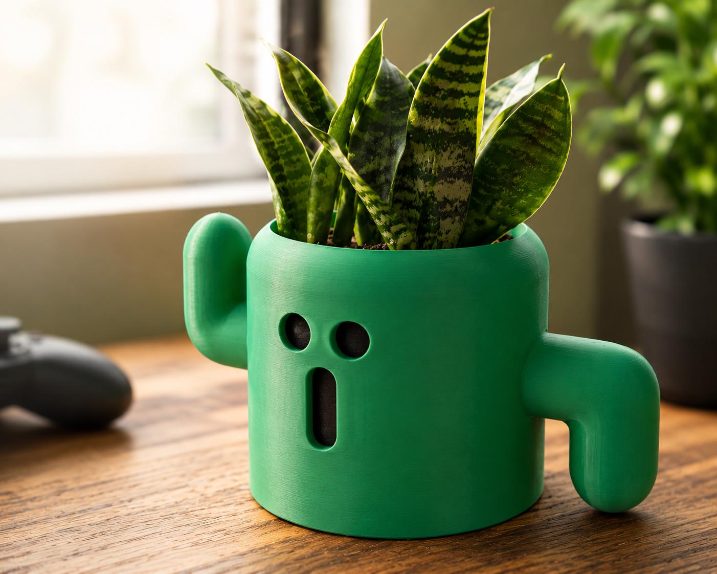 Final Fantasy Inspired Cactuar Planter | 3D Printed Succulent Pot | Gaming Desk Decor | Gamer Gift |