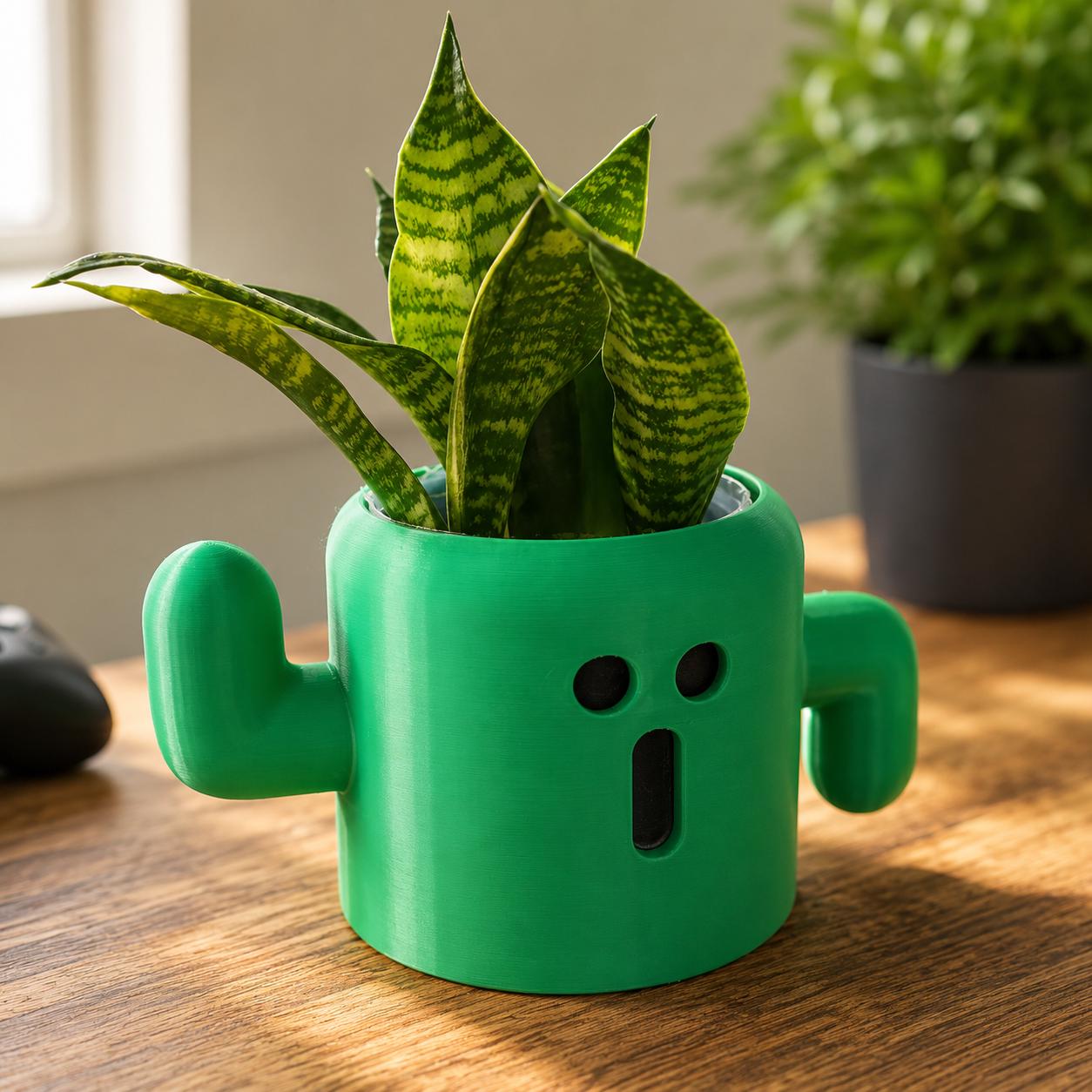 Final Fantasy Inspired Cactuar Planter | 3D Printed Succulent Pot | Gaming Desk Decor | Gamer Gift |