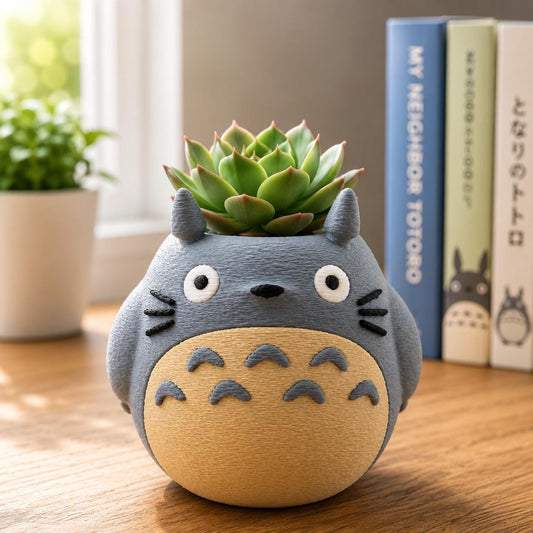Totoro Planter & Pen Holder | Studio Ghibli Inspired Desk Organizer | Succulent Pot | Anime Decor | 3D Printed Gift