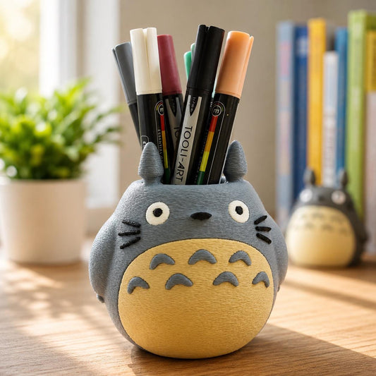 Totoro Planter & Pen Holder | Studio Ghibli Inspired Desk Organizer | Succulent Pot | Anime Decor | 3D Printed Gift