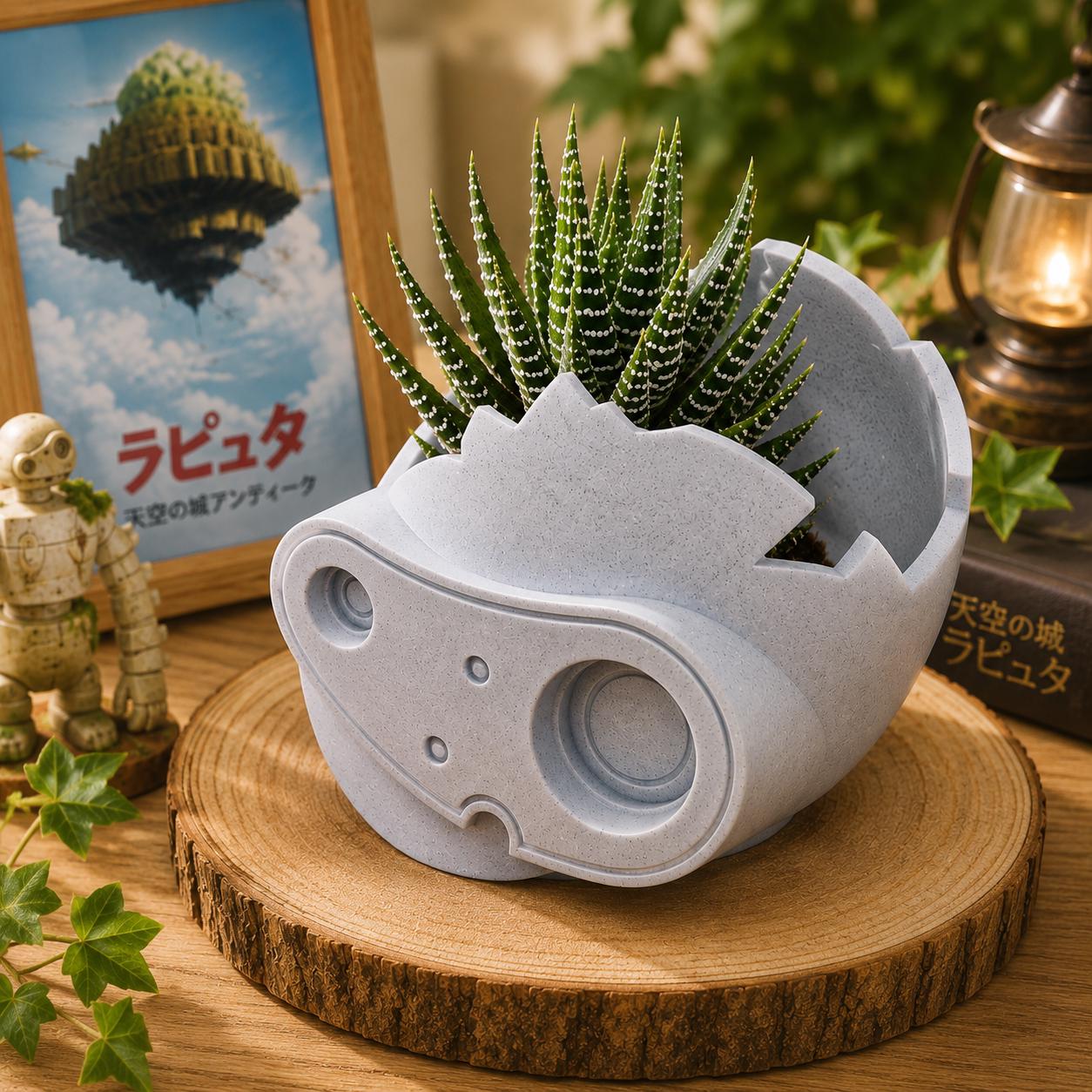Laputa Guardian Robot Head Planter | Anime Inspired Succulent Pot | 3D Printed Plant Pot | Desk Decor |