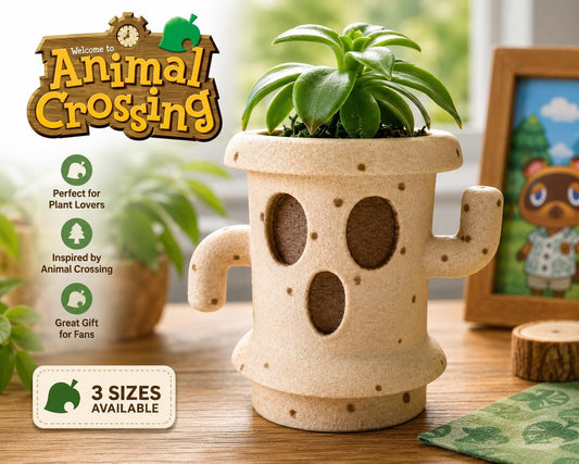 Animal Crossing Gyroid Lloid Plant Pot – Cute 3D Printed Planter for Succulents, Cacti, and Decor – Painted or Unpainted – 3 Sizes