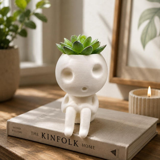 Sitting Kodama Planter #1 - Studio Ghibli Inspired - Princess Mononoke - Planters for Succulents - Tree Spirit - Indoor Plant Pot