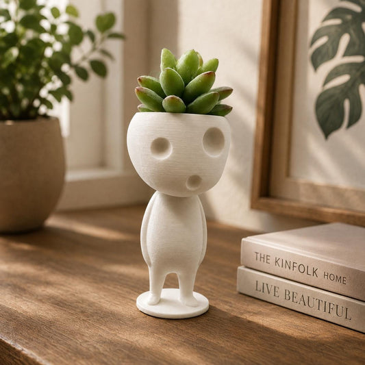 Standing Kodama Planter - Studio Ghibli Inspired - Princess Mononoke - Planters for Succulents - Tree Spirit - Indoor Plant Pot