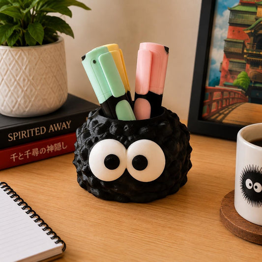 Soot Sprite Pen Holder, Spirited Away Pencil Pot, Ghibli Inspired Desk Organiser, Cute Anime Office Decor, 3D Printed Pencil Holder