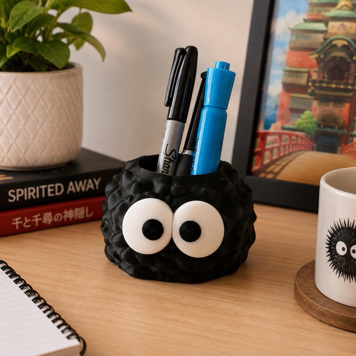 Soot Sprite Pen Holder, Spirited Away Pencil Pot, Ghibli Inspired Desk Organiser, Cute Anime Office Decor, 3D Printed Pencil Holder