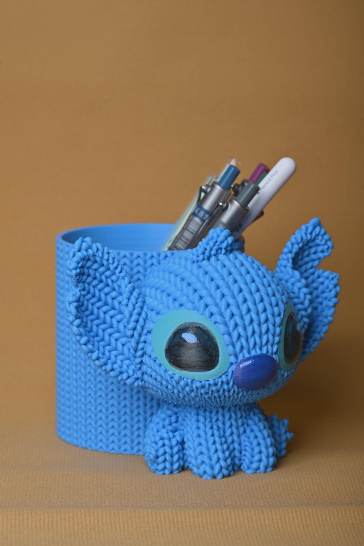 Knitted Stitch Pen Holder | Cute Alien Desk Organizer | Kawaii Pencil Pot | Office Desk Storage | Disney Inspired Gift